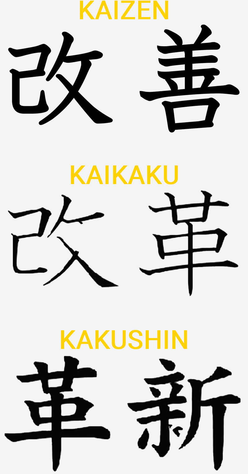 Kaizen, Kaikaku e Kakushin